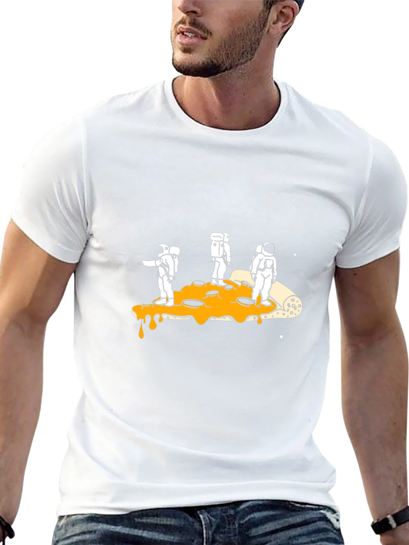 Astronauts Pizza Galaxy Black T-Shirt