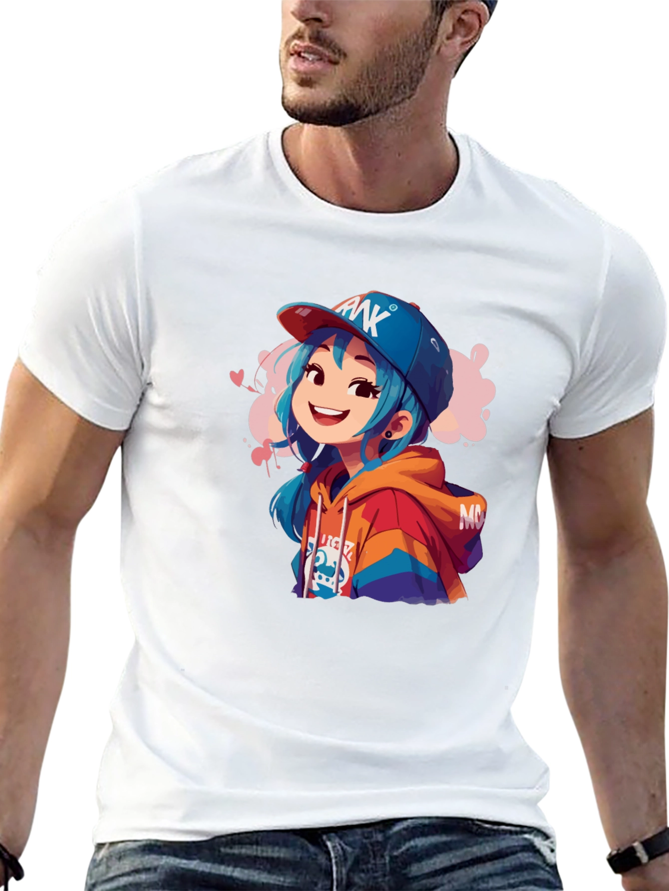 Anime Girl Graphic Black T-Shirt