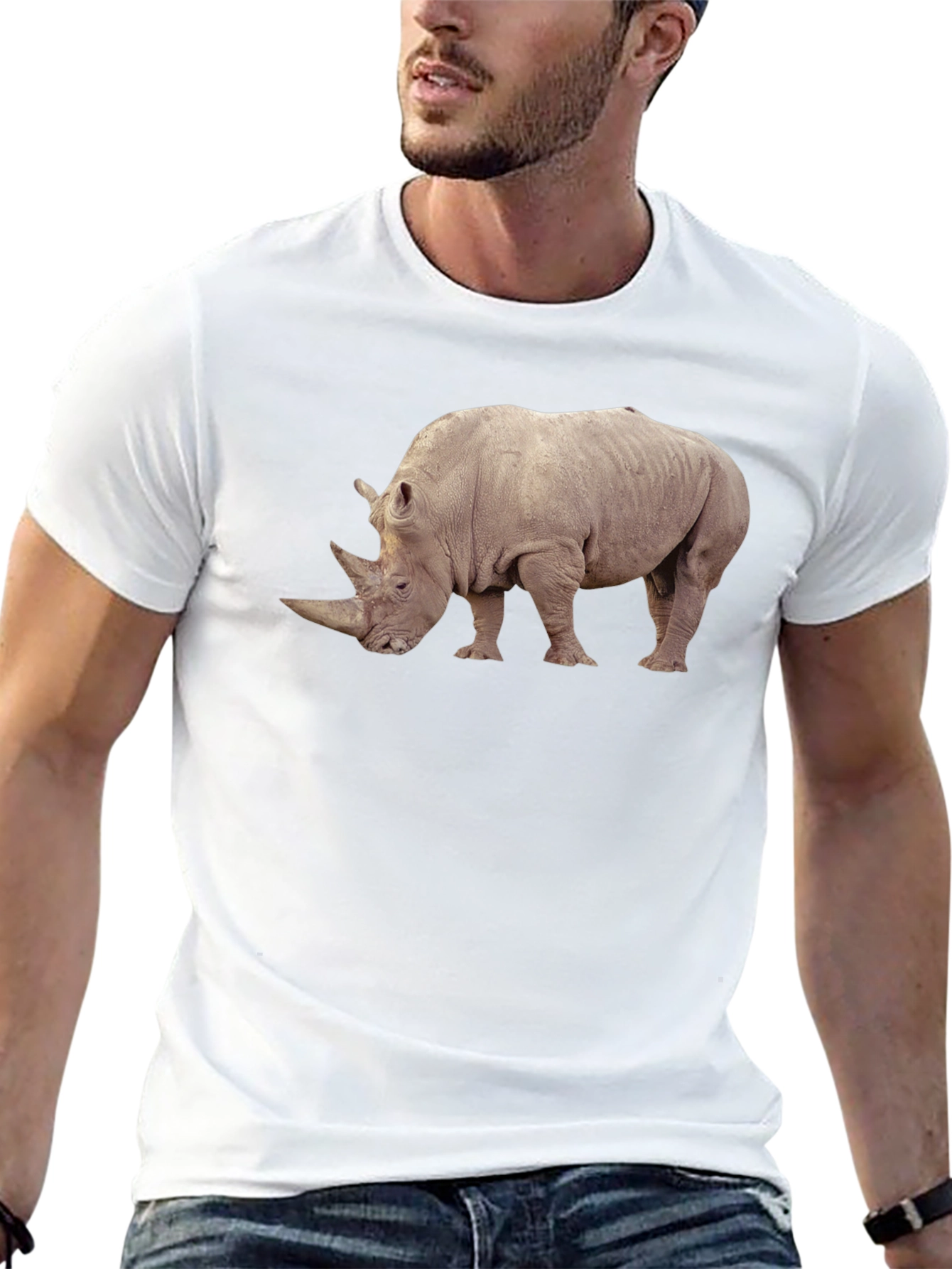 Rhino Graphic Tee - Wildlife Lovers Black T-Shirt