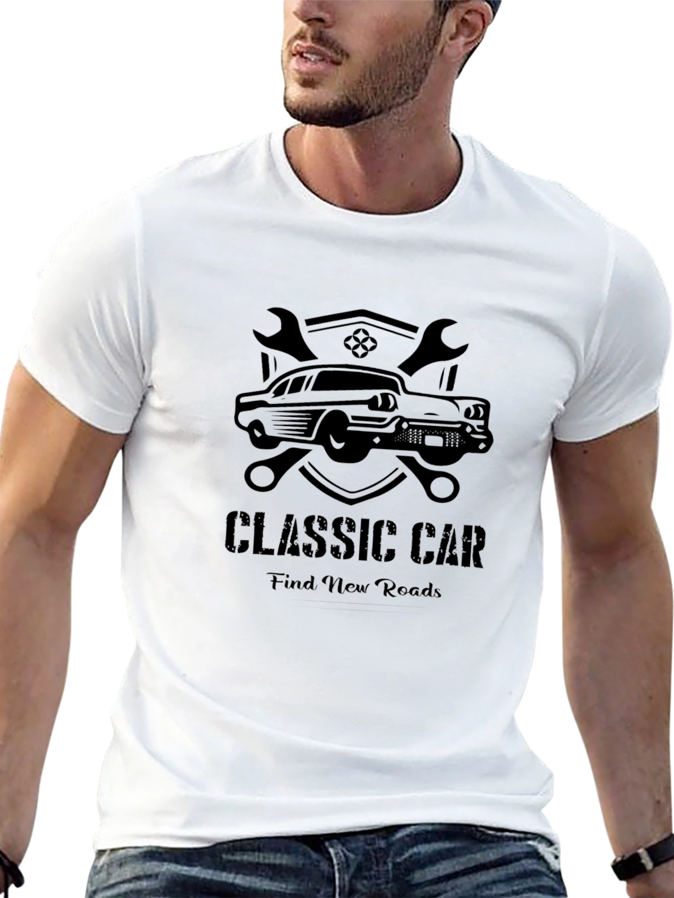 Classic Car Black Graphic T-Shirt