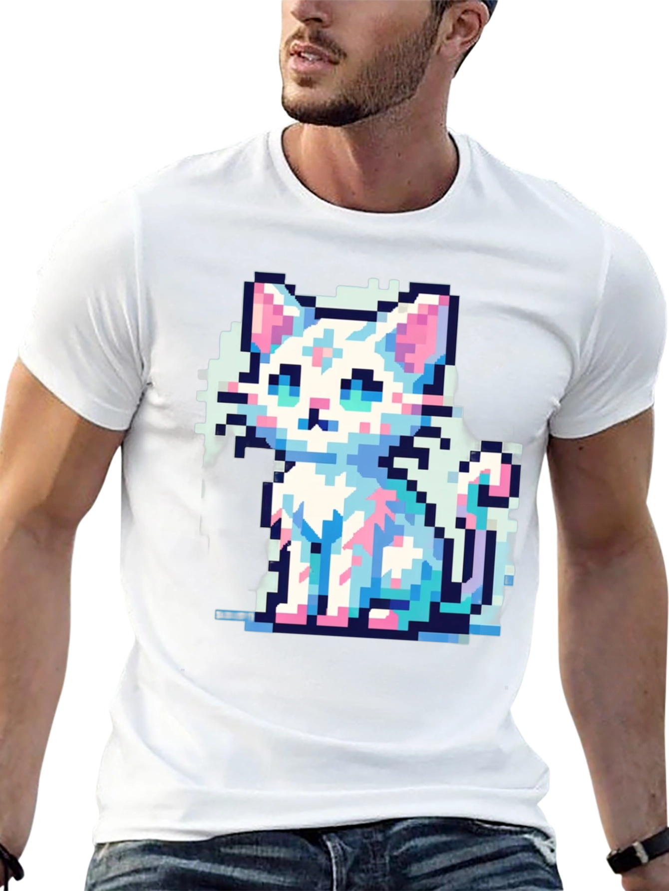 Pixel Cat T-Shirt - Retro Gaming Style