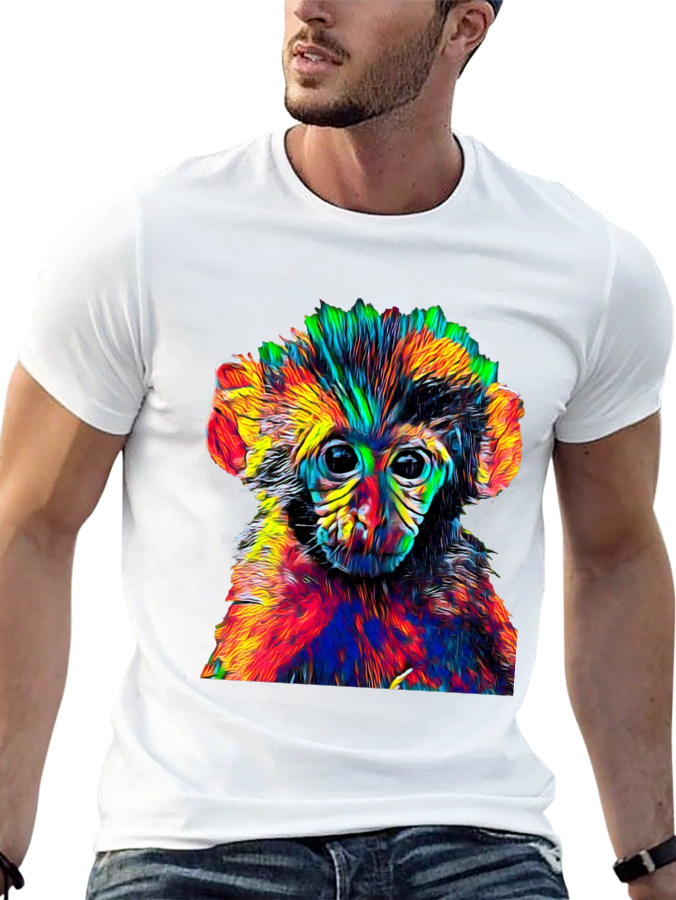 Psychedelic Monkey Graphic Tee - Cool Animal Print Shirt