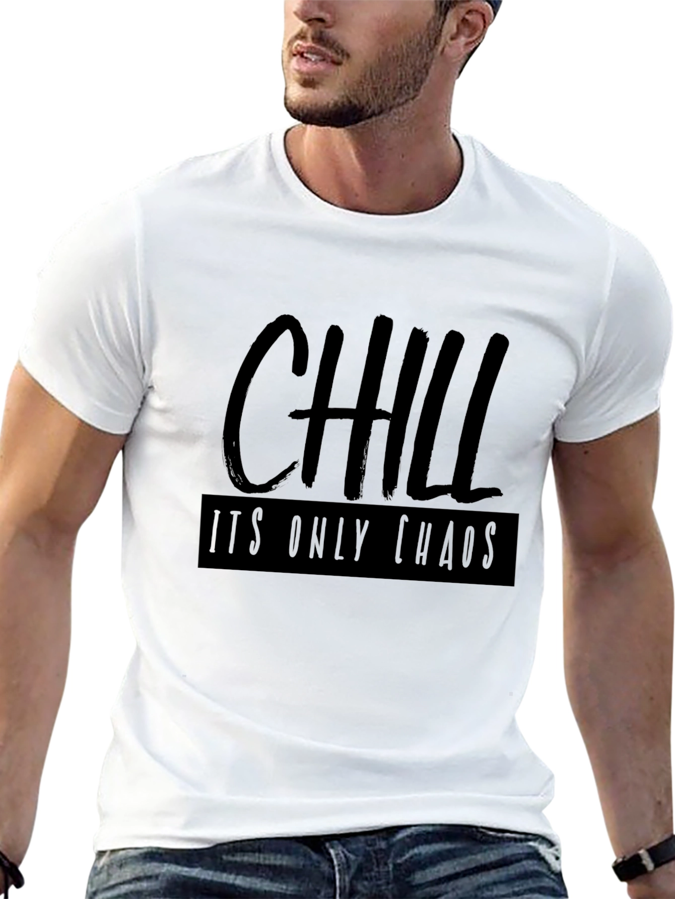Chill Its Only Chaos Black Graphic Tee