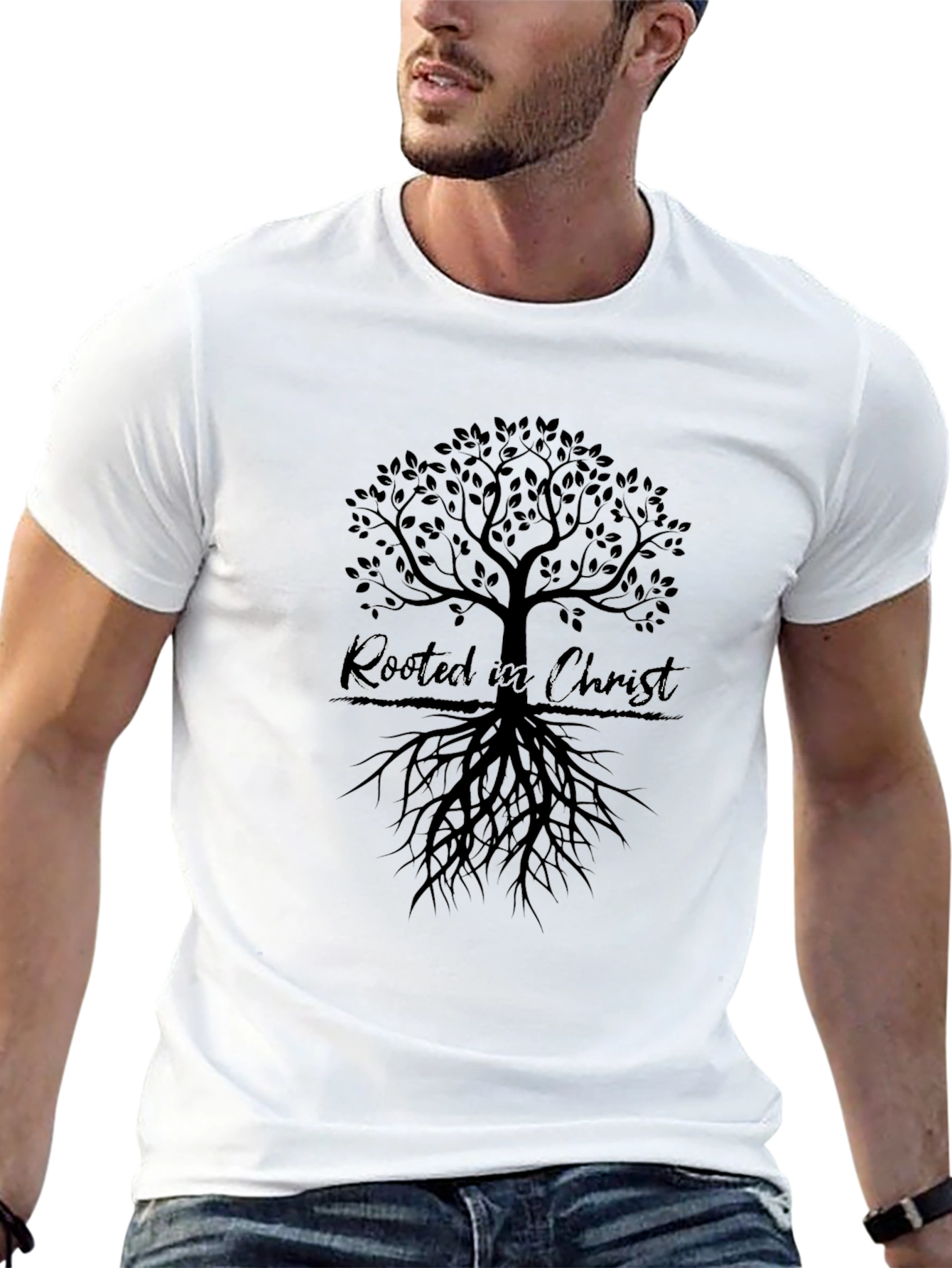 Rooted in Christ Tree Graphic T-Shirt