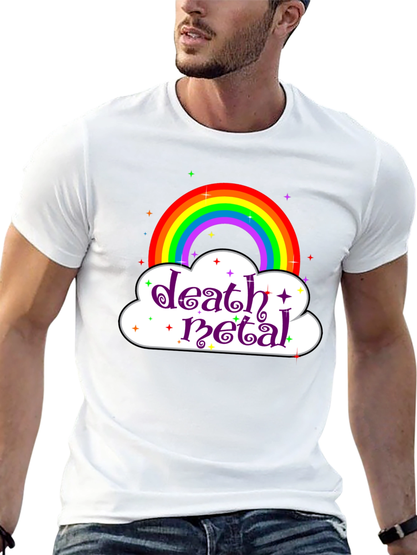 Death Metal Rainbow Graphic Tee - Black