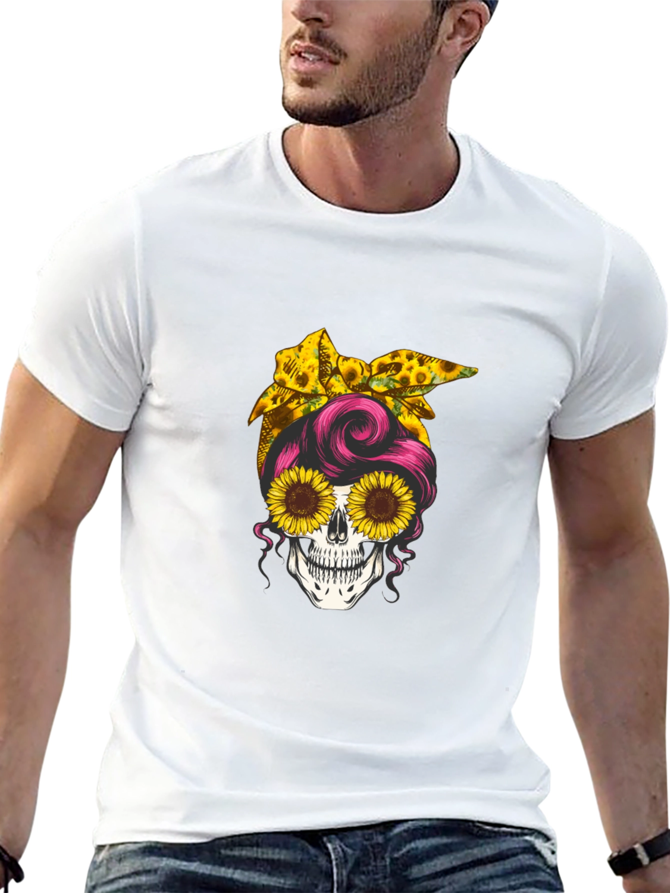 Sunflower Skull T-Shirt - Stylish Graphic Tee