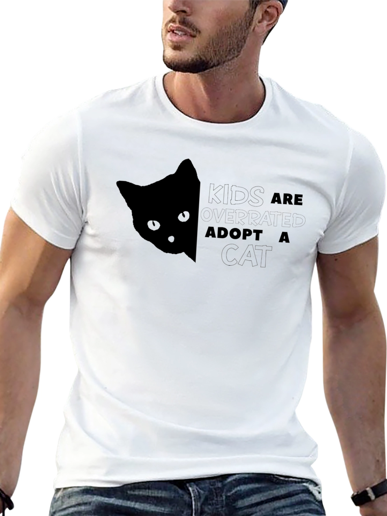 Adopt a Cat Graphic Tee - Kids are Overrated!