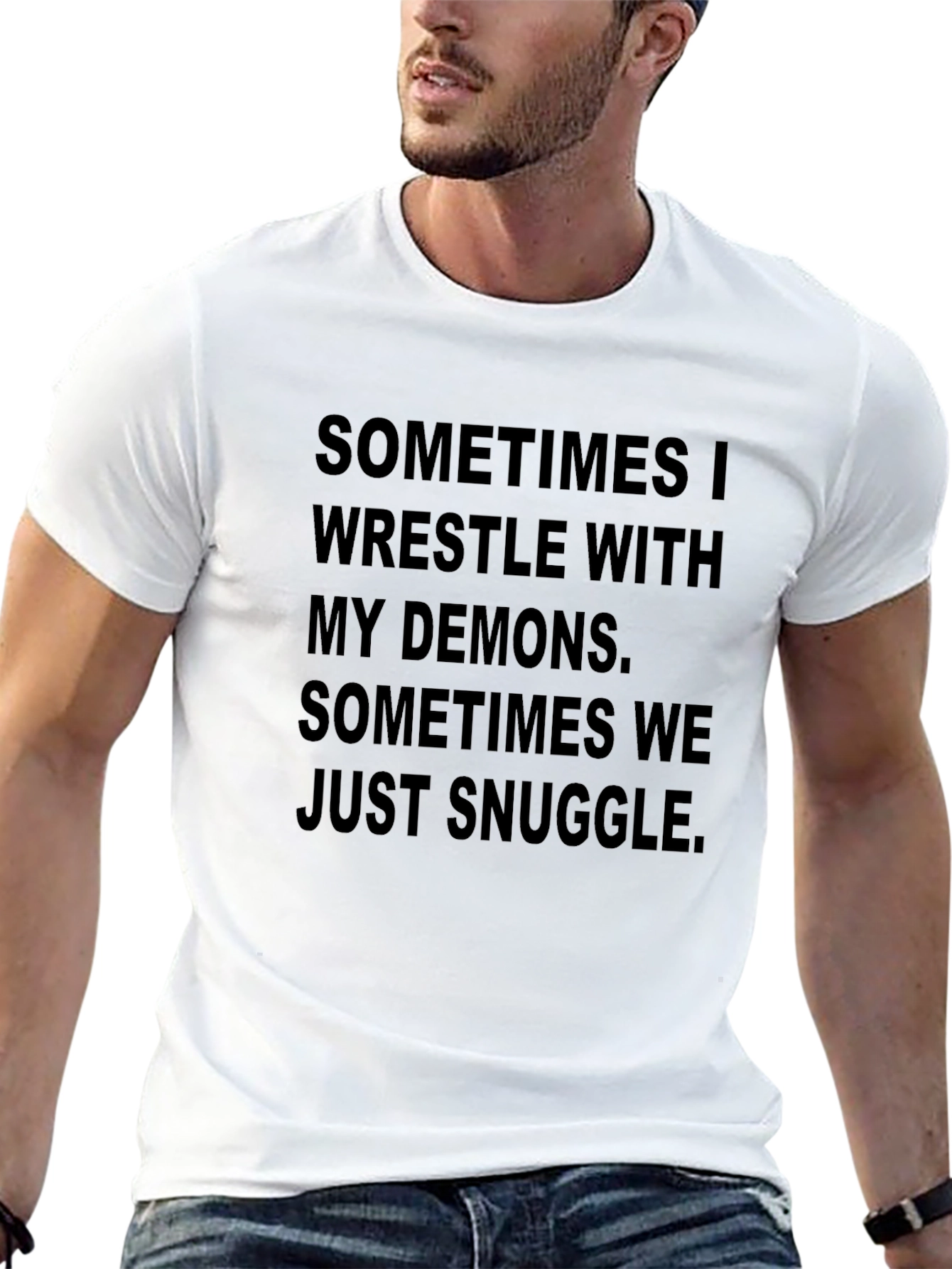 Demons Snuggle Graphic T-Shirt - Black