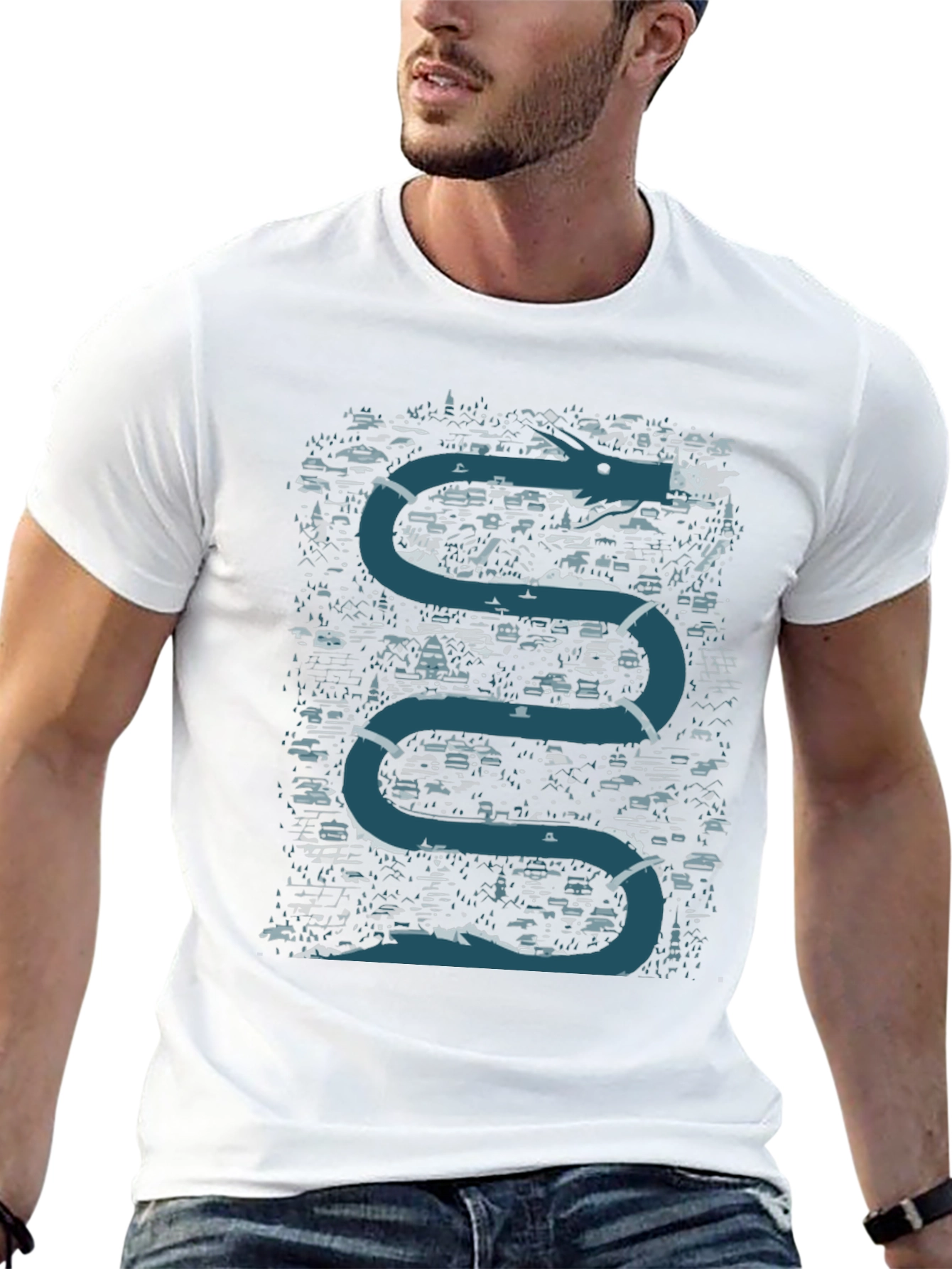 Dragon River Graphic T-Shirt - Black