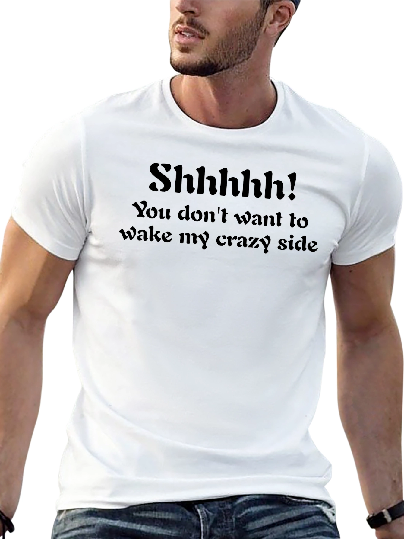 Shhhhh! Crazy Side Mens Black T-Shirt
