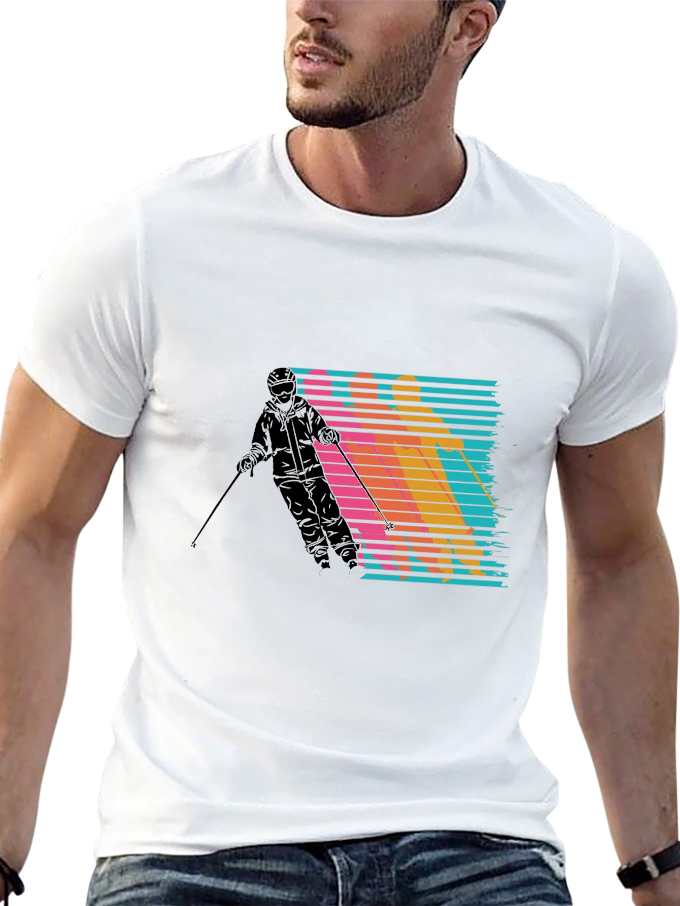 Retro Ski T-Shirt - Mens Black Graphic Tee