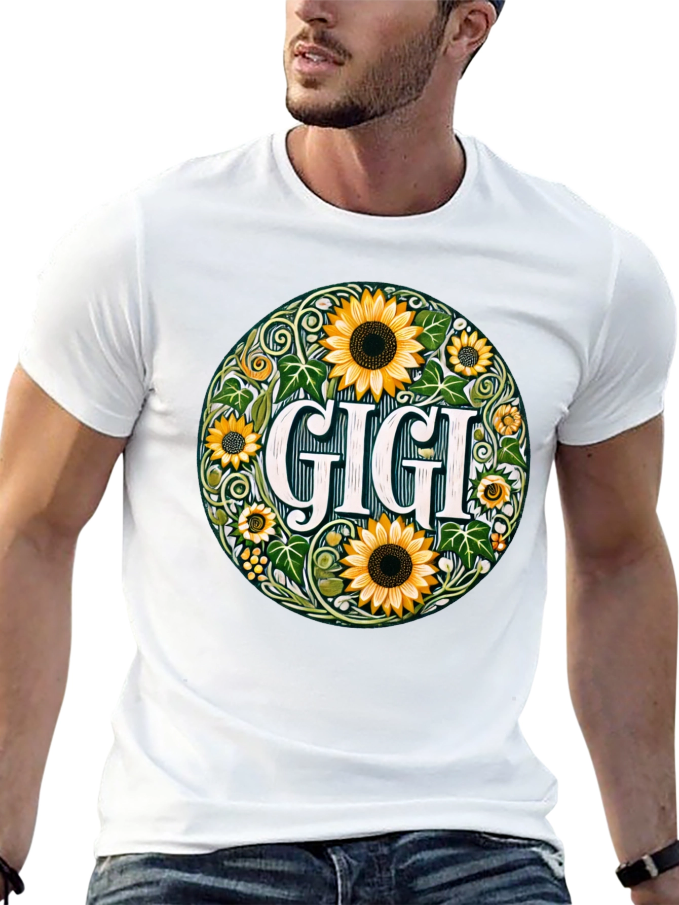 Gigi Sunflower Graphic Tee - Floral Grandparent Shirt