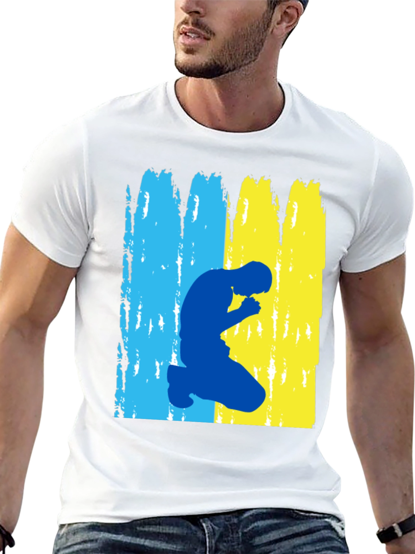 Ukraine Praying T-Shirt - Black Cotton