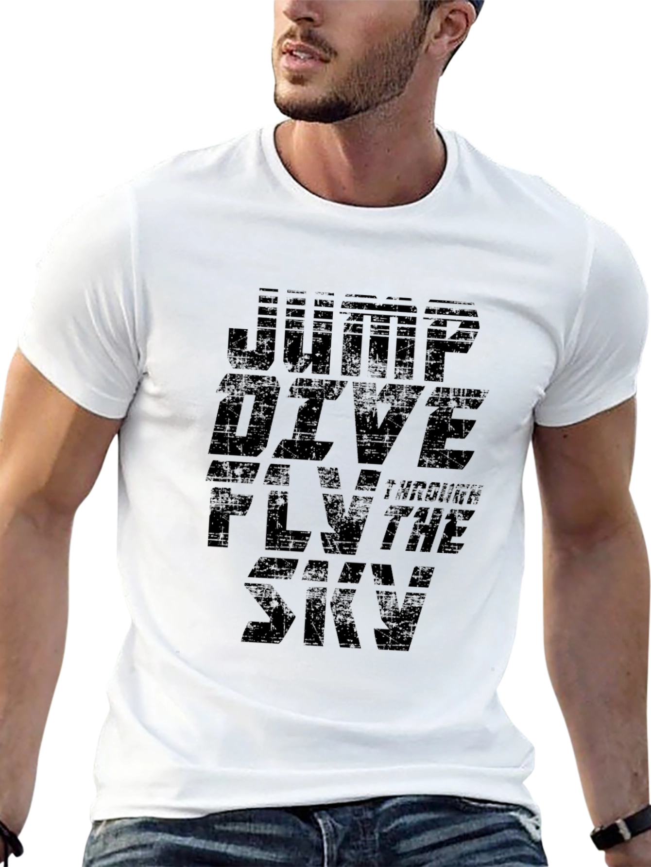 Jump Dive Fly Sky Black Graphic T-Shirt
