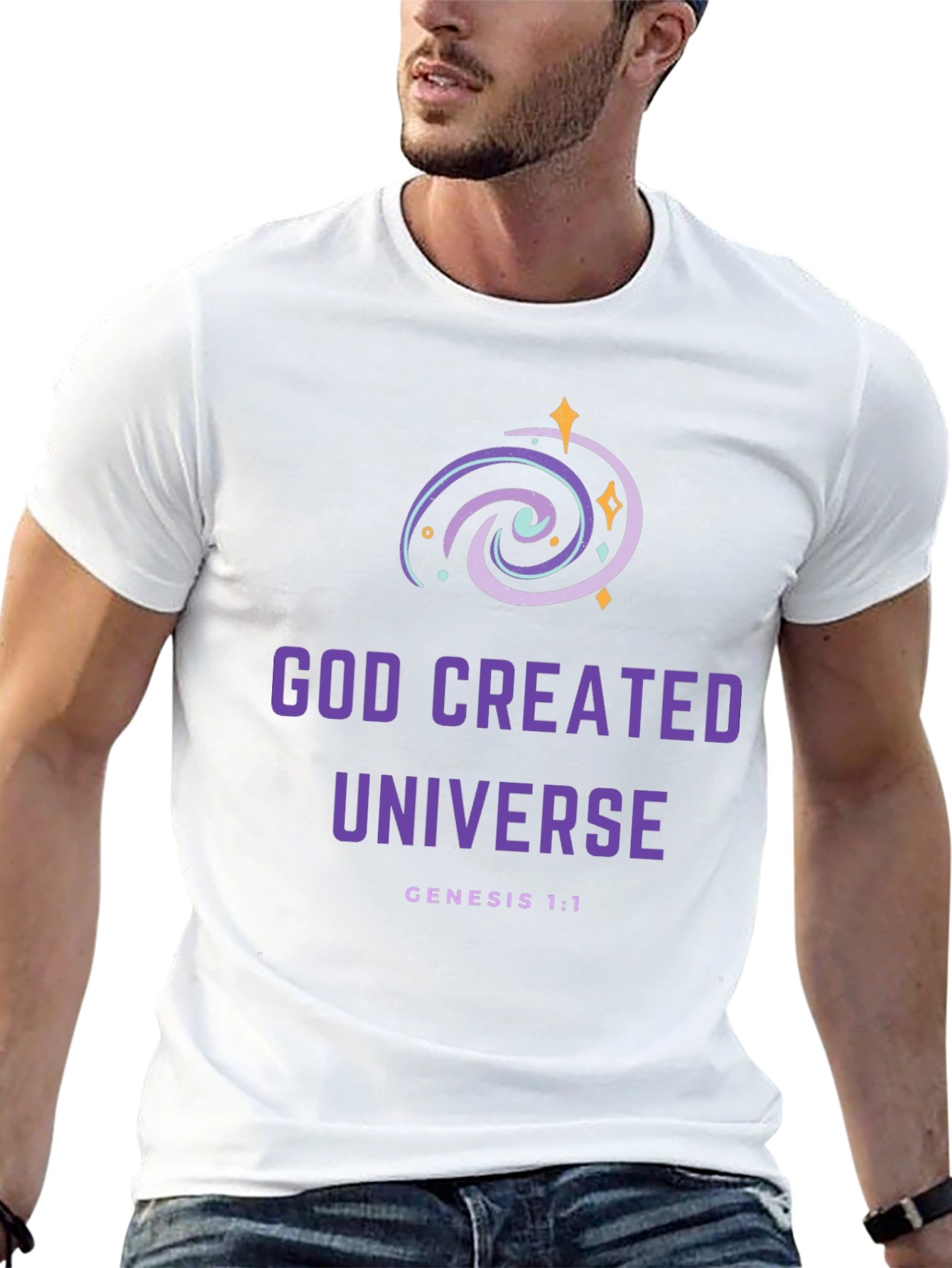 God Created Universe Black T-Shirt