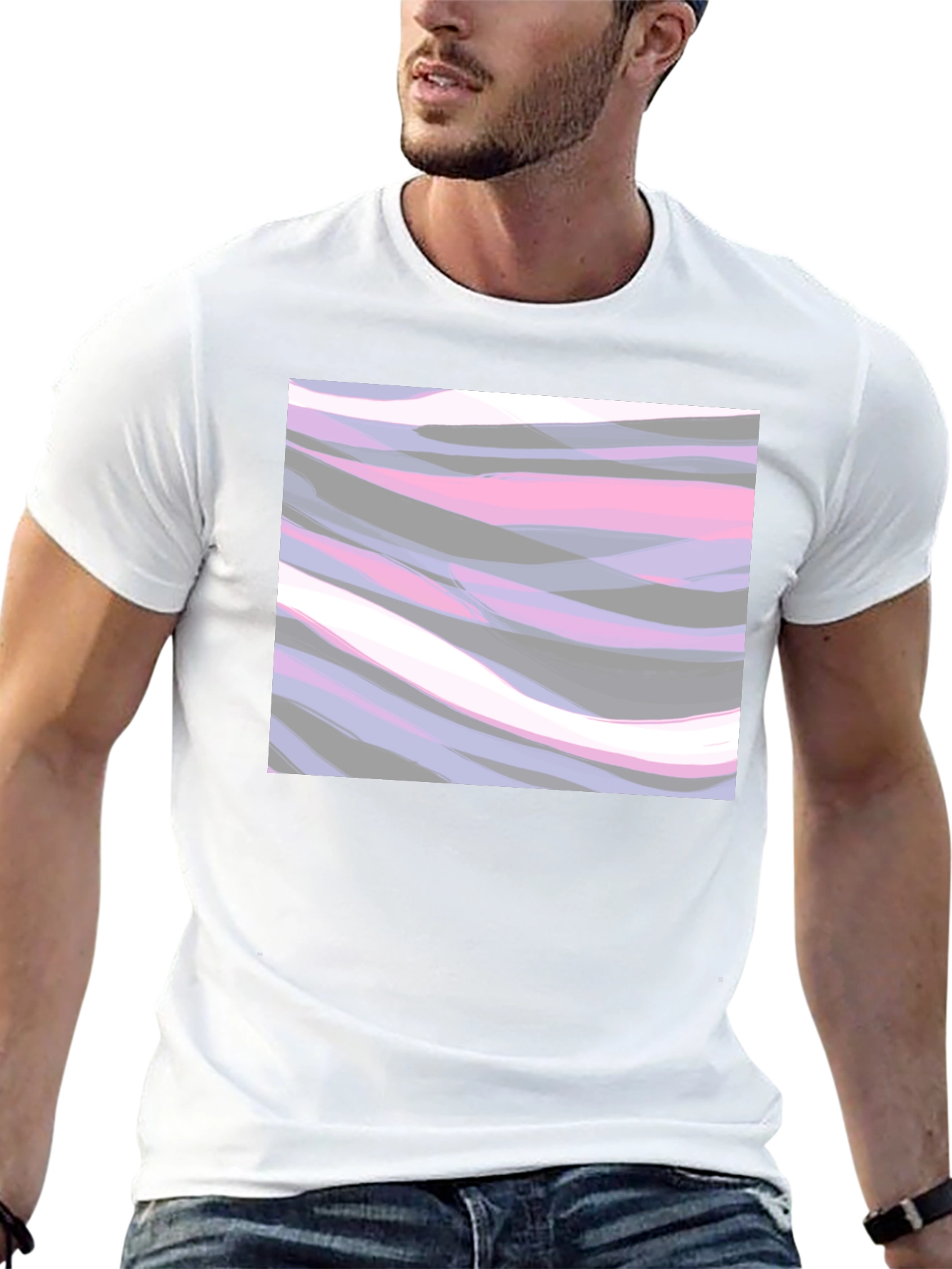 Abstract Waves Graphic Tee - Stylish Casual Wear