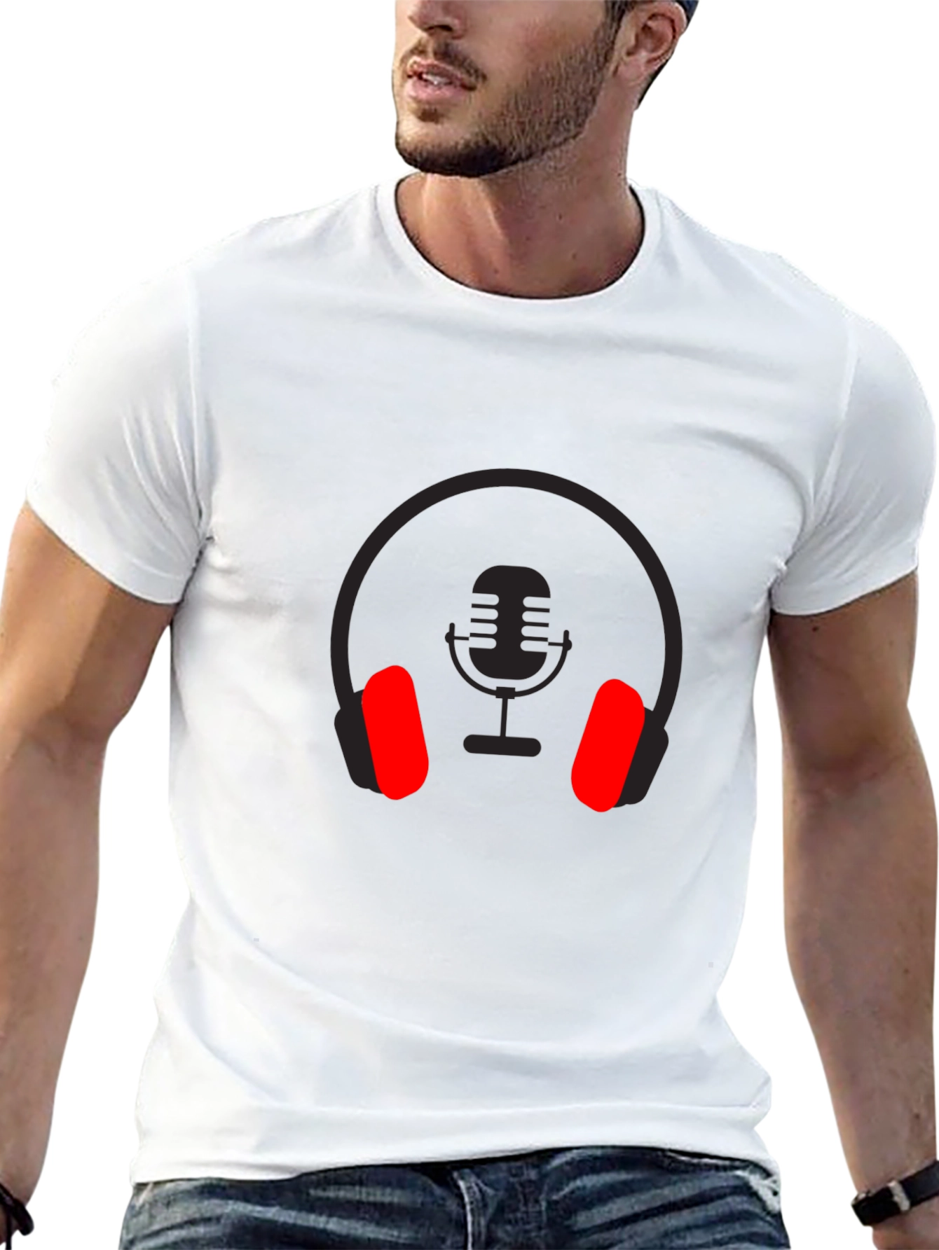 Headphones & Mic Graphic Black T-Shirt