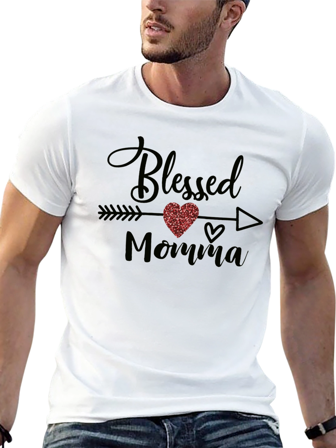 Blessed Momma T-Shirt - Arrow Heart Design