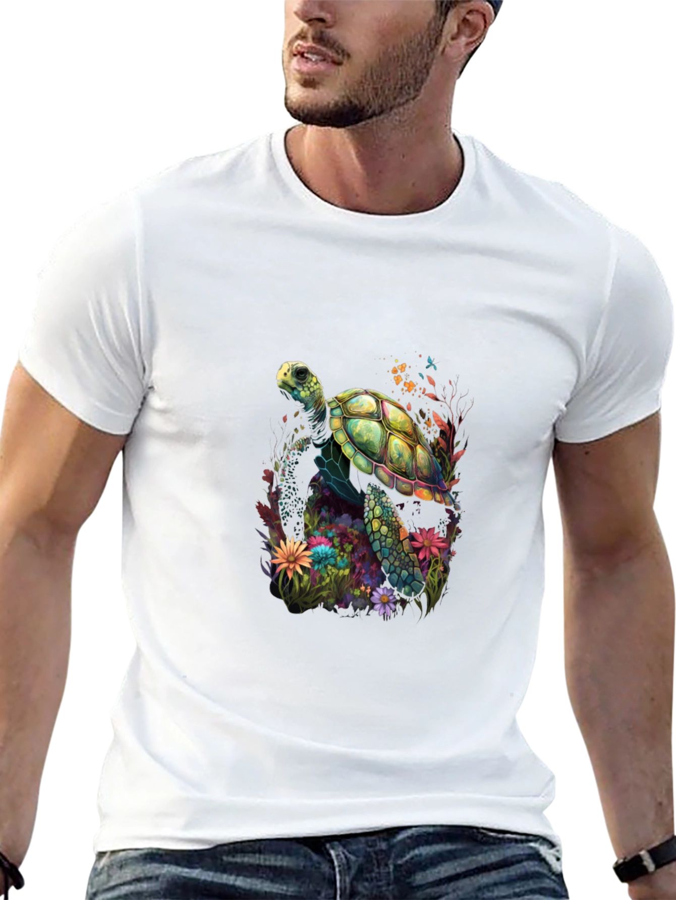 Sea Turtle Floral Graphic T-Shirt