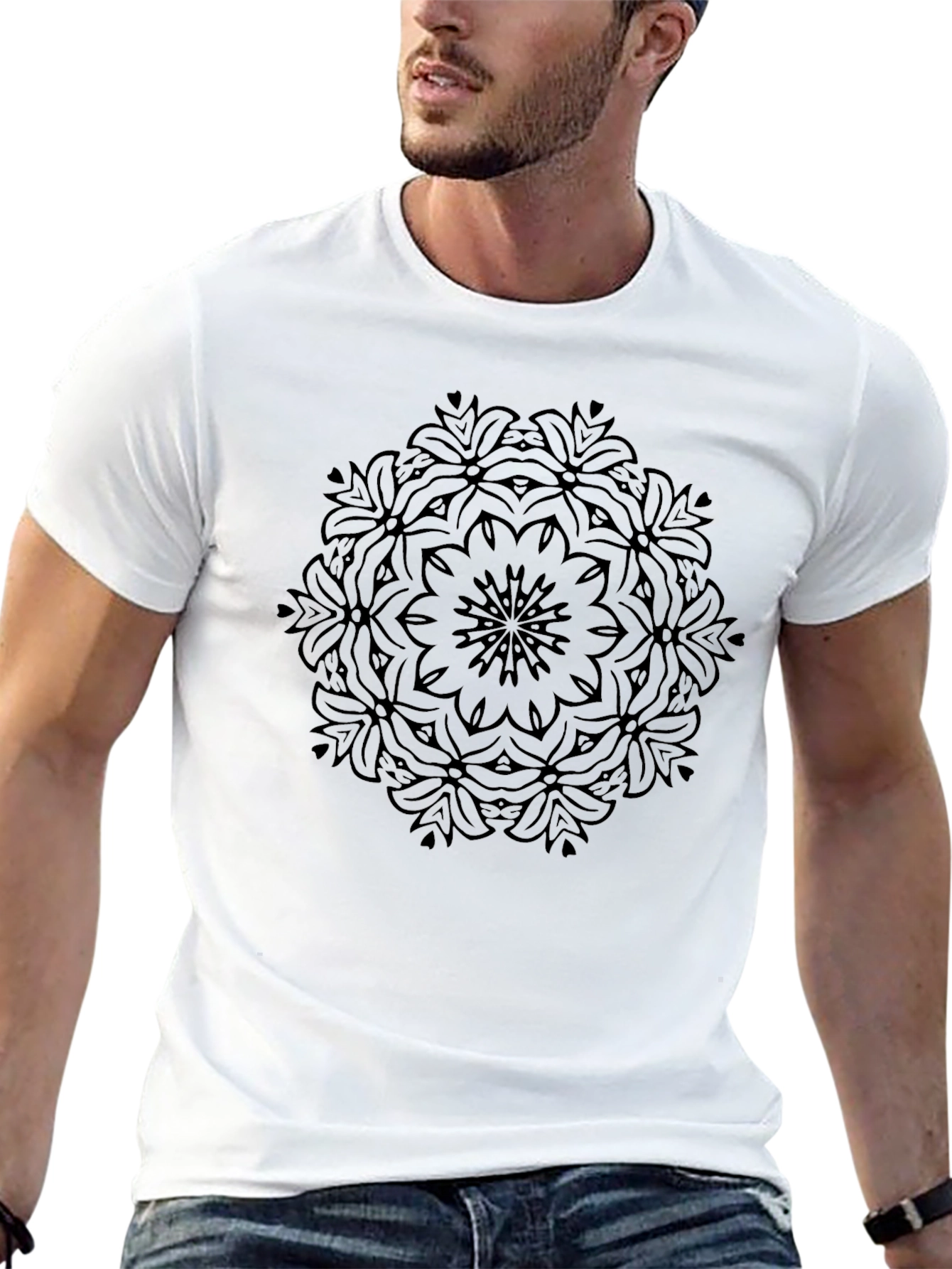 Black Mandala T-Shirt - Graphic Tee for Men
