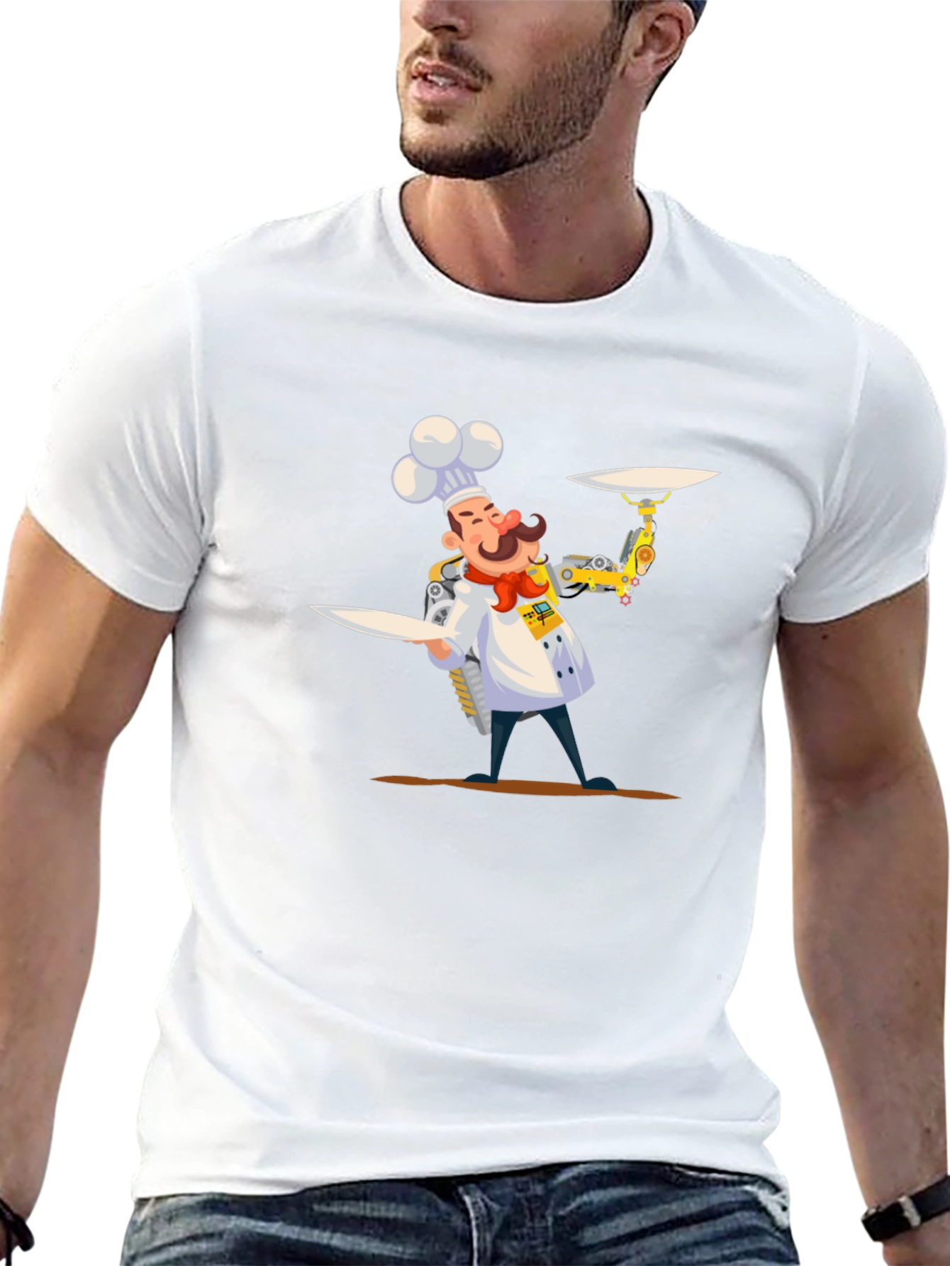 Chef Robot Graphic Tee - Black Cotton T-Shirt