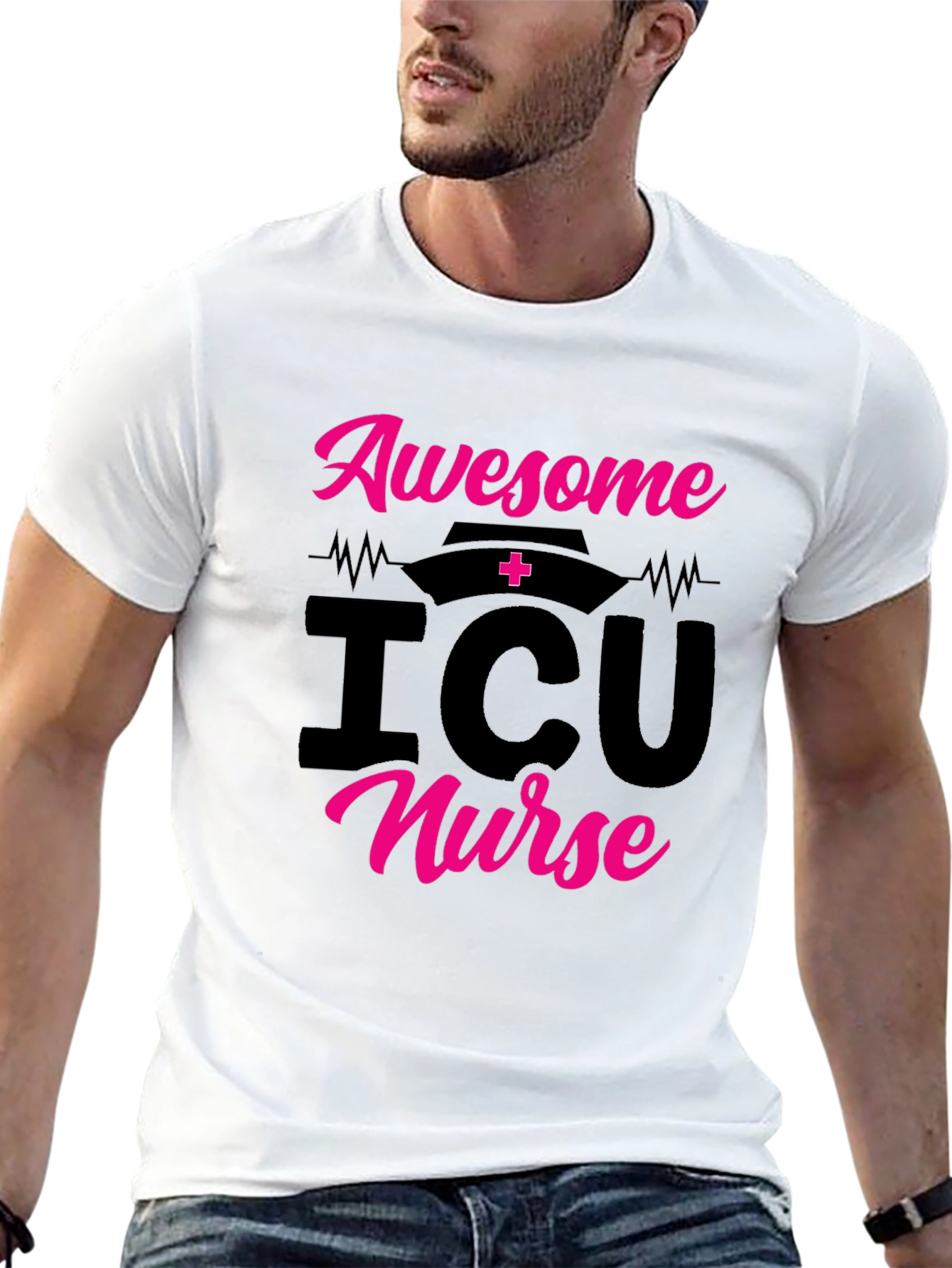 Awesome ICU Nurse Graphic Tee Shirt