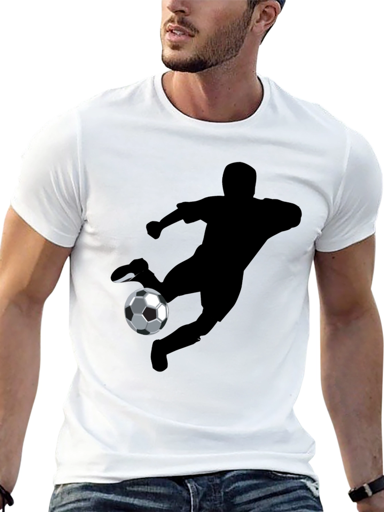 Soccer Player Graphic Black T-Shirt