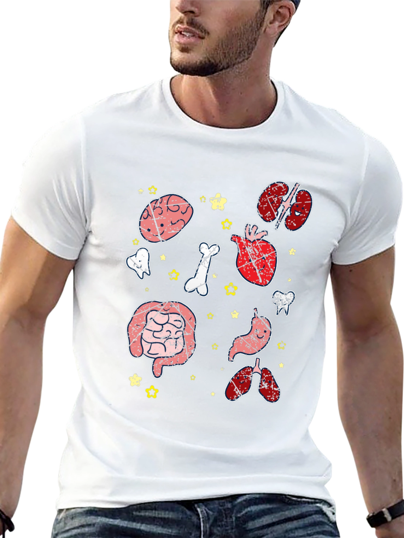 Anatomy Organs Graphic Print Black T-Shirt