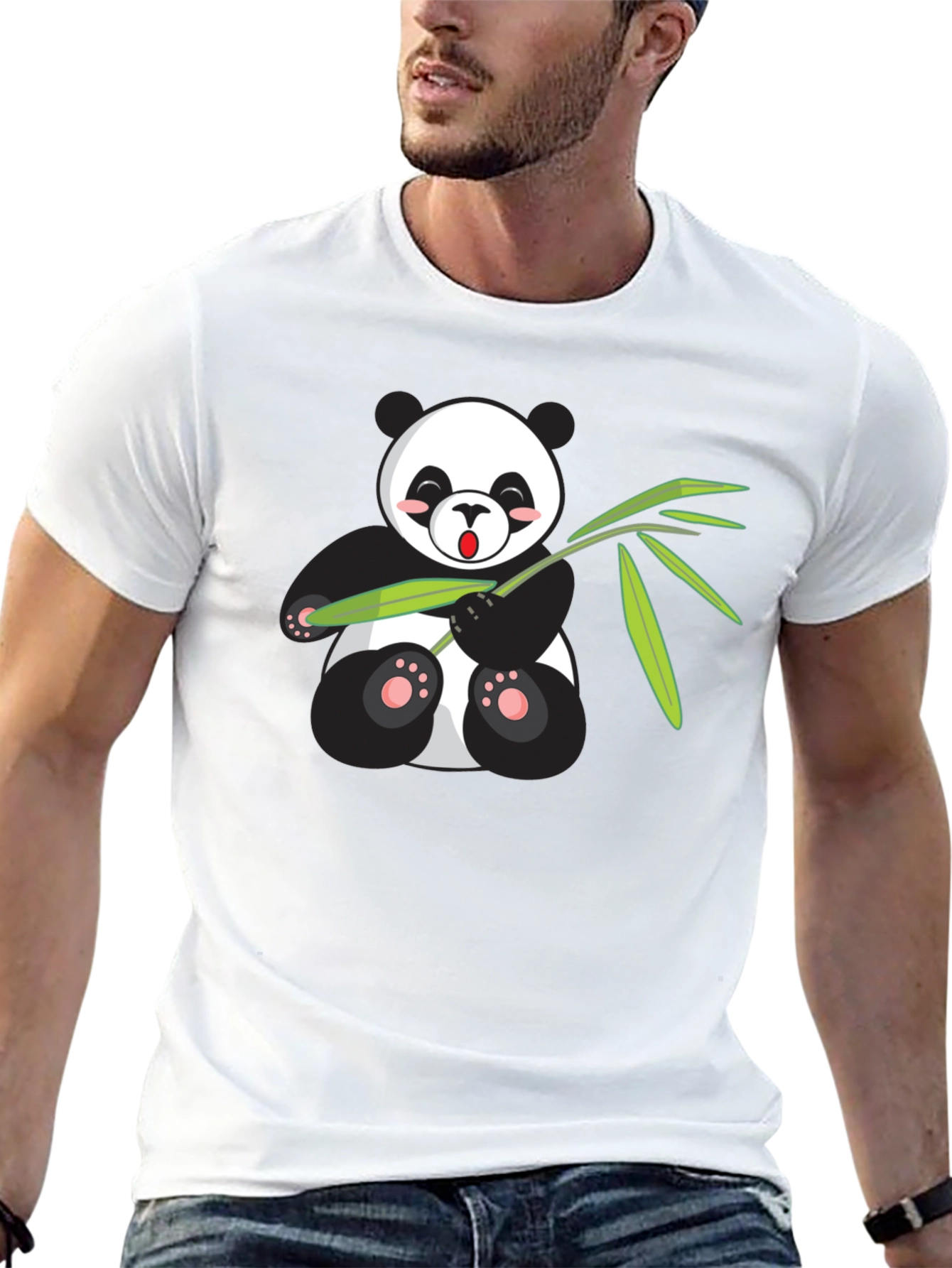 Cute Panda Bear Bamboo Graphic T-Shirt
