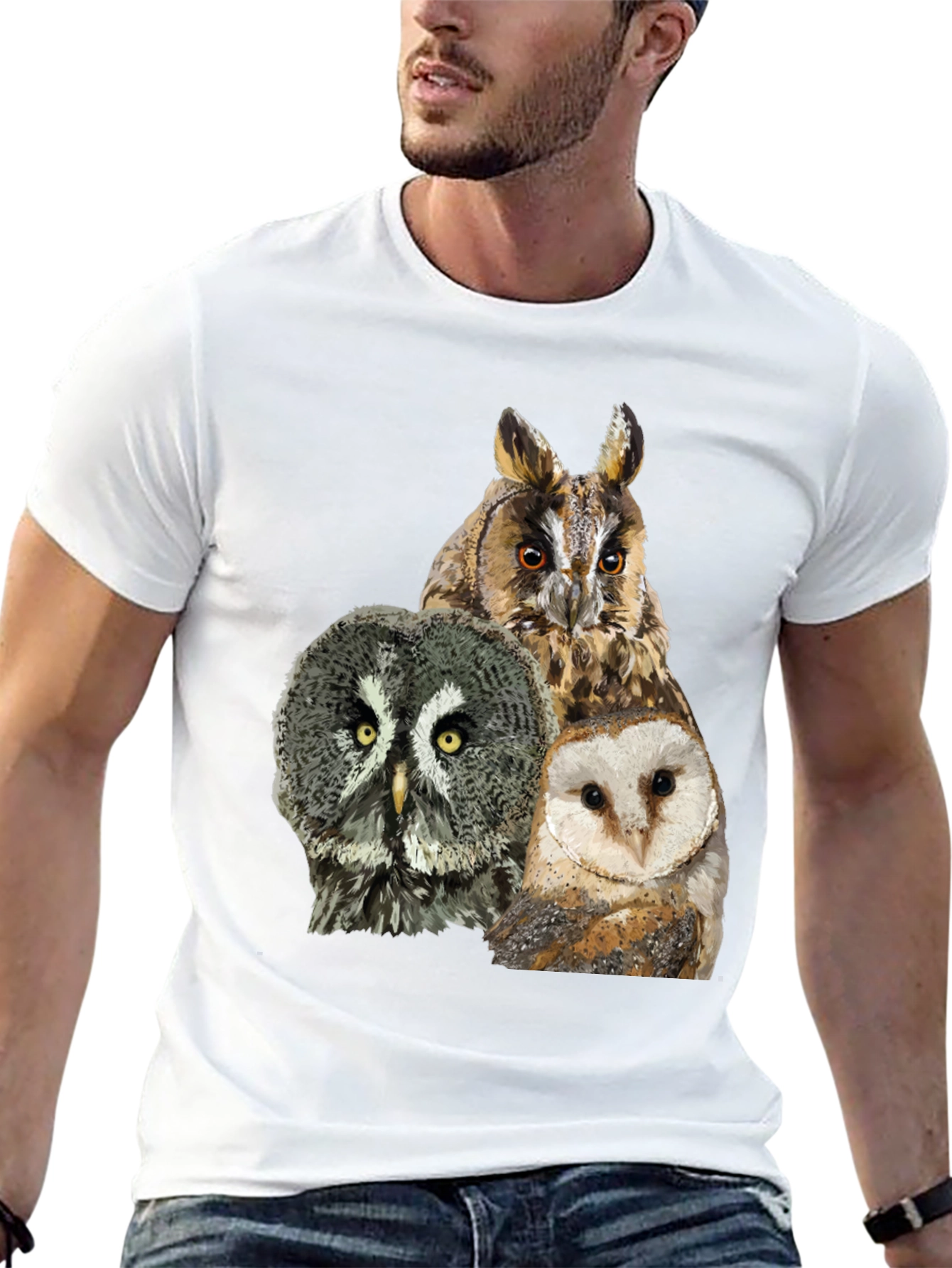 Owl Trio Graphic Tee - Stylish & Unique Design