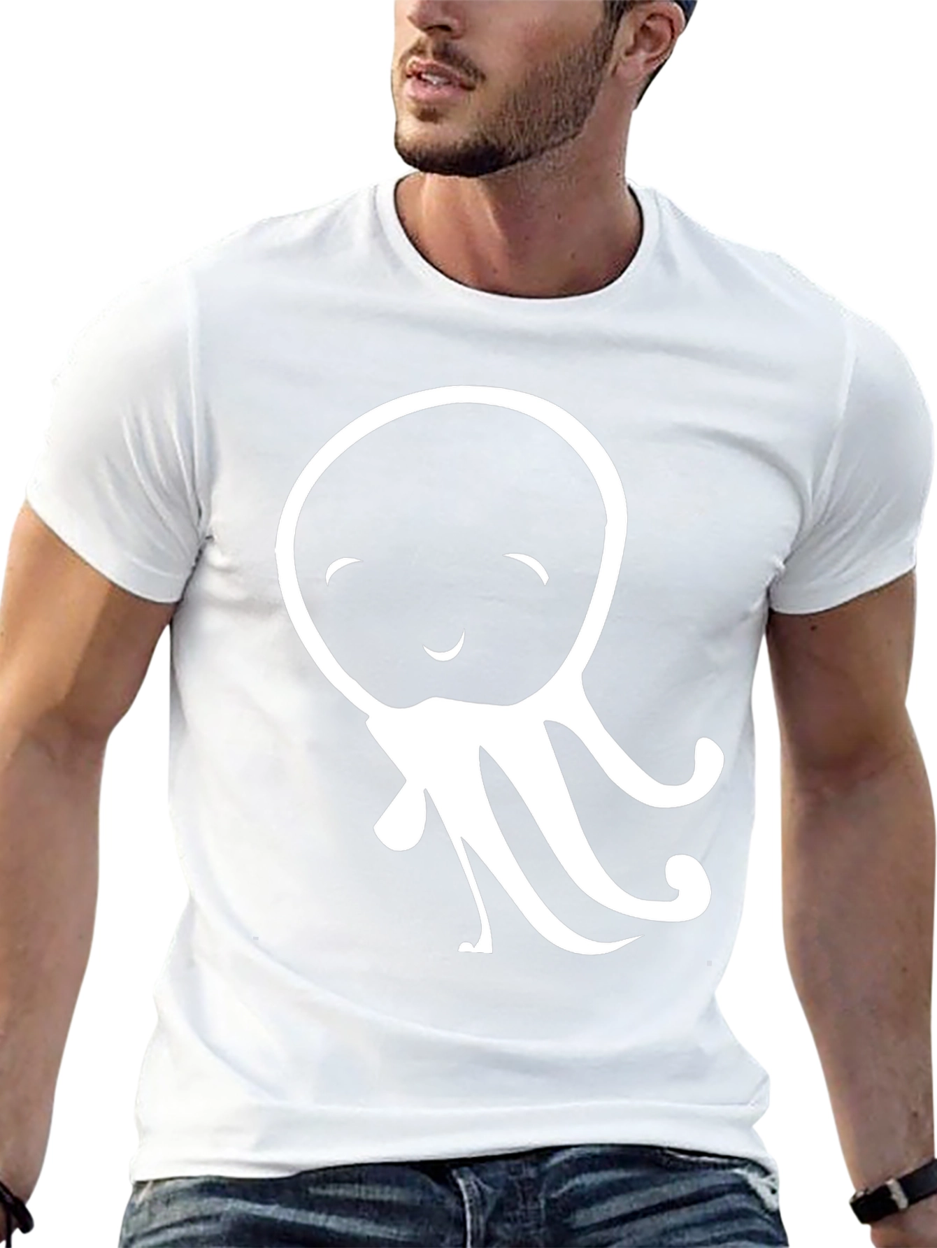 Cute Octopus Graphic Tee - Black