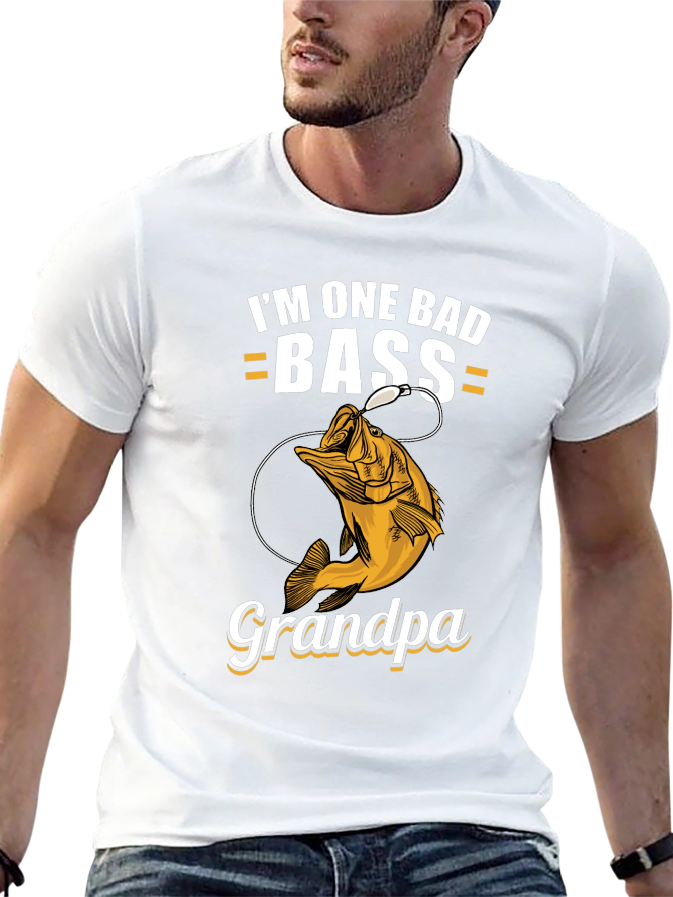 Im One Bad Bass Grandpa T-Shirt Fishing