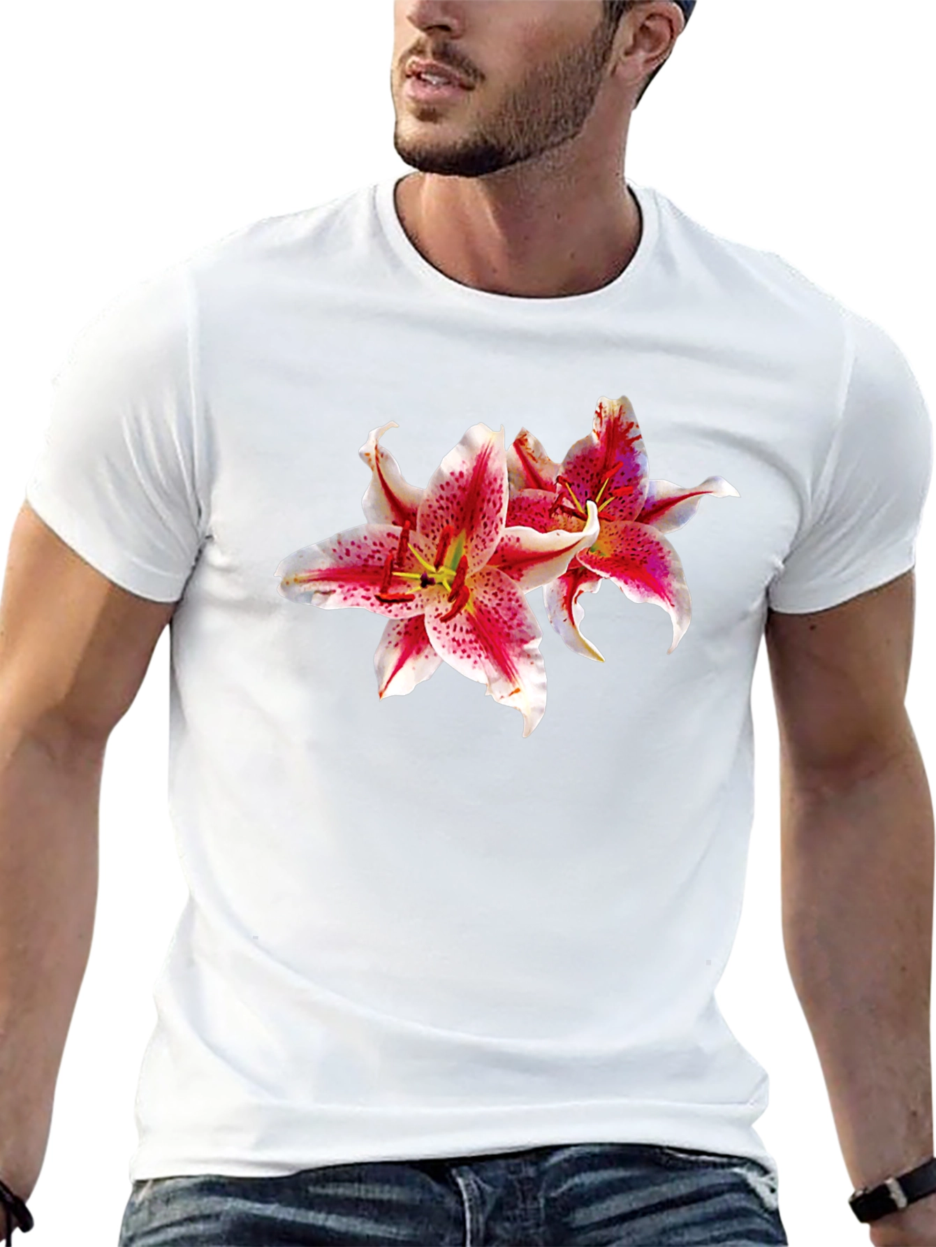 Floral Lily Graphic Black T-Shirt