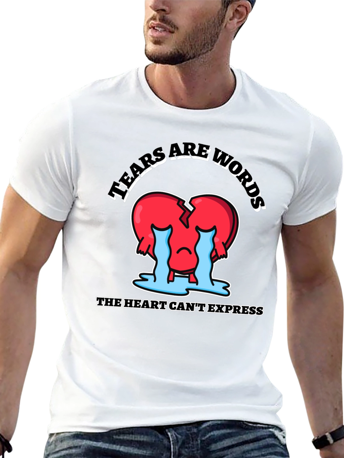 Tears Are Words Graphic Tee - Heart Design