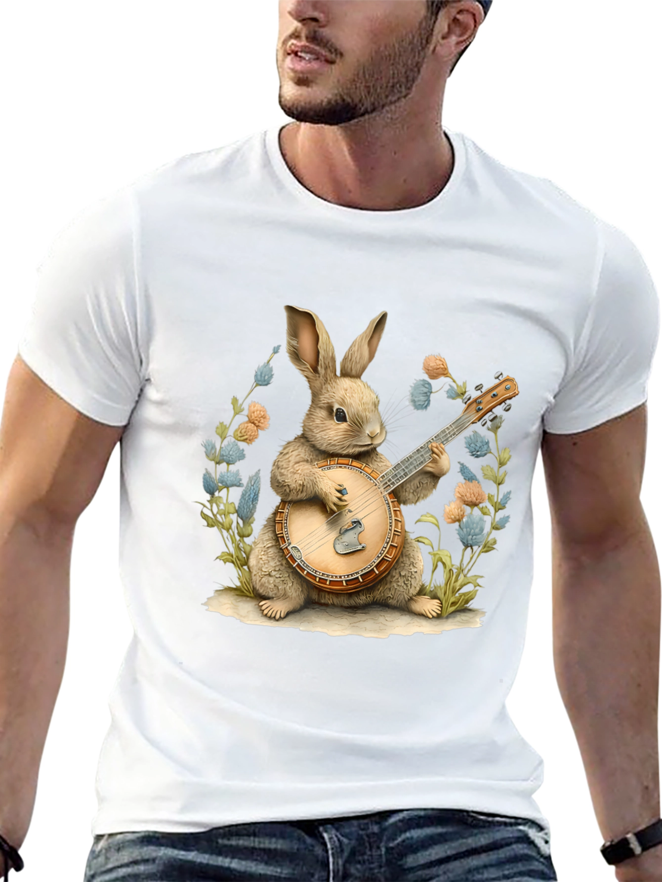 Bunny Playing Banjo Graphic Tee