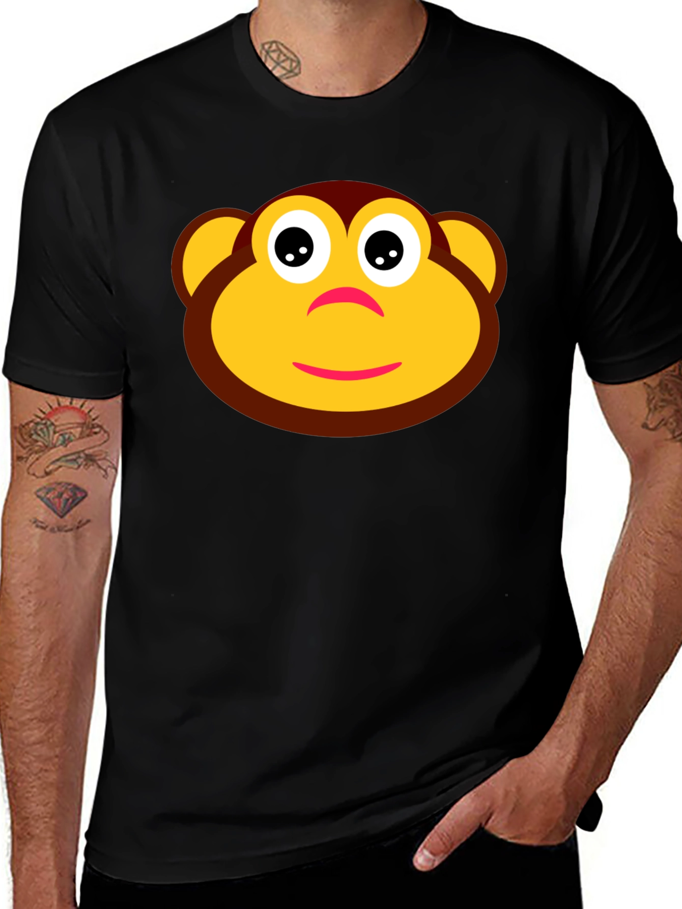Monkey Face Graphic T-Shirt - Black