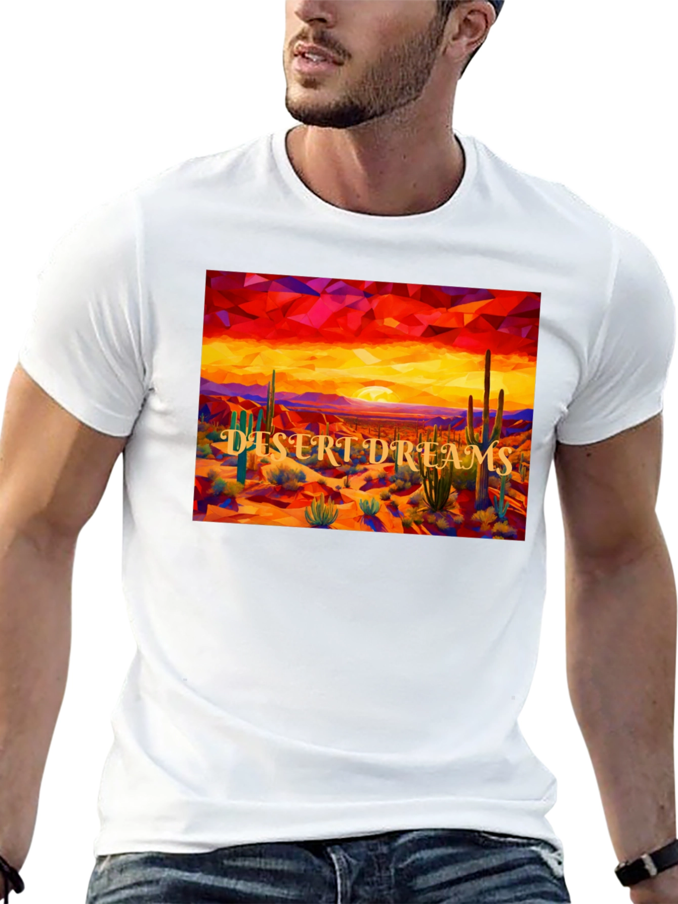 Desert Dreams Graphic Tee - Black Cotton T-Shirt