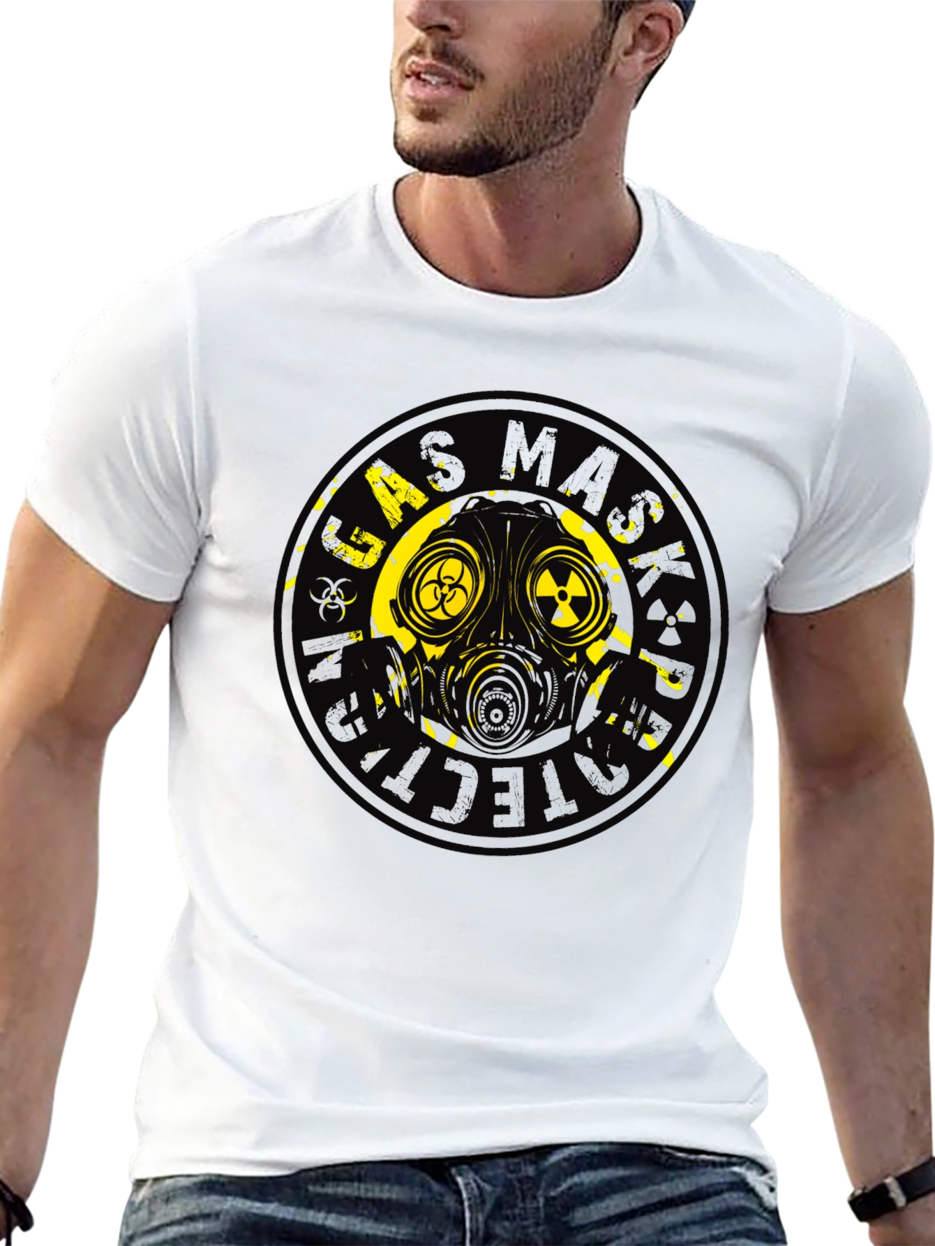 Gas Mask Graphic Print Black T-Shirt