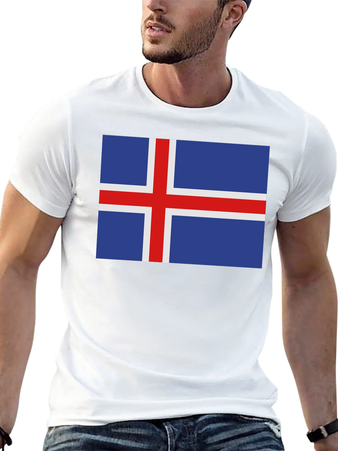 Iceland Flag Graphic Tee - Black Cotton T-Shirt