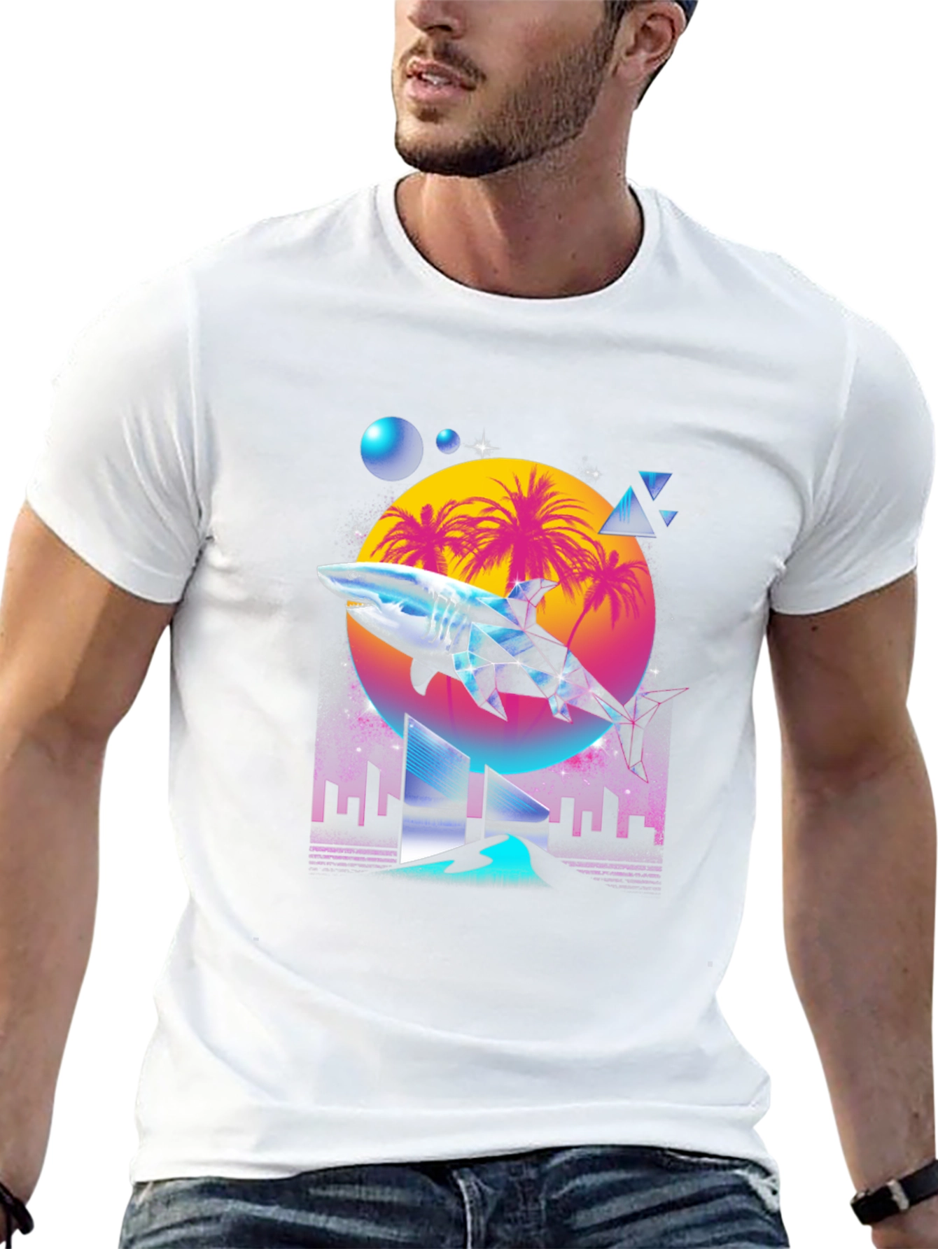 Retro Shark T-Shirt - Synthwave Style