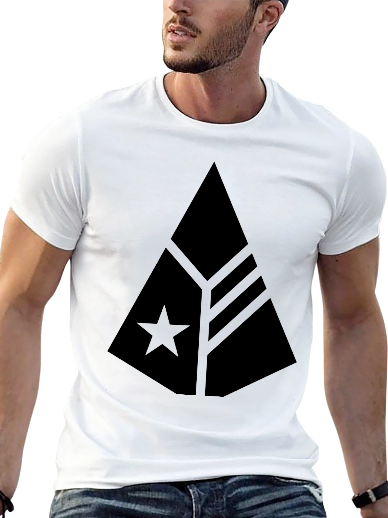 Modern Graphic Print Black T-Shirt