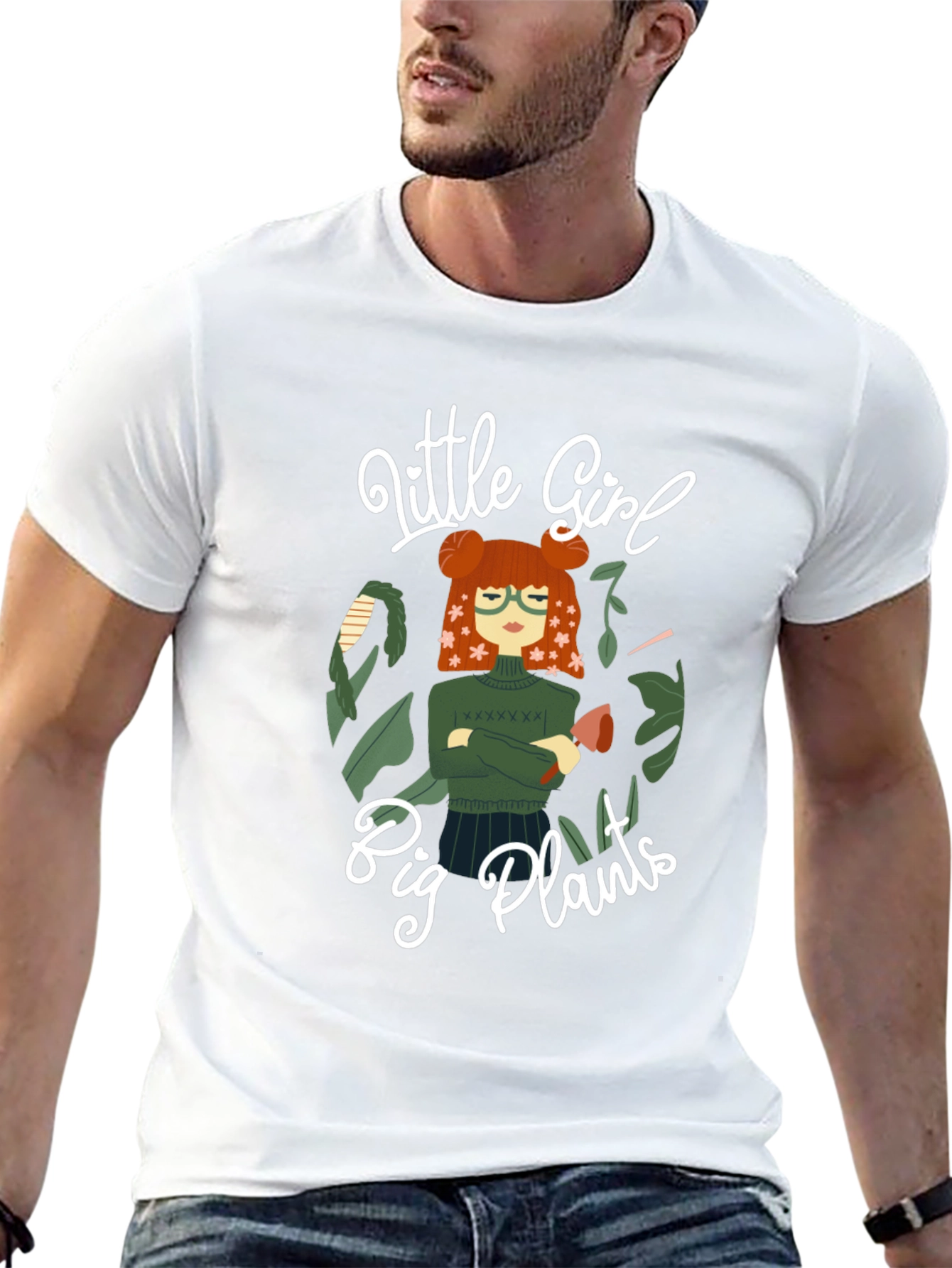 Little Girl Big Plants Graphic Tee