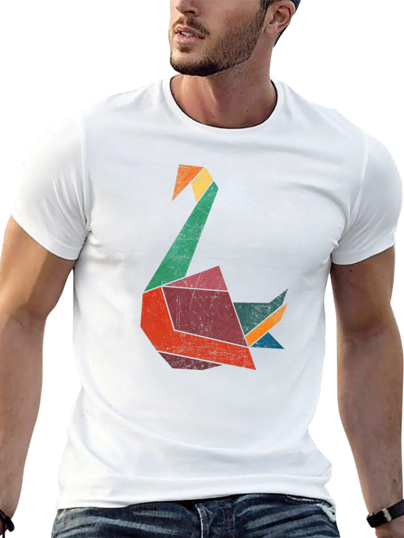 Geometric Swan Graphic Tee