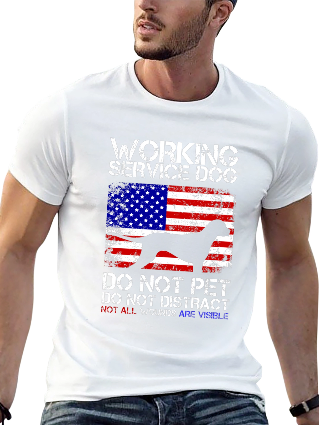 Working Service Dog USA Flag T-Shirt