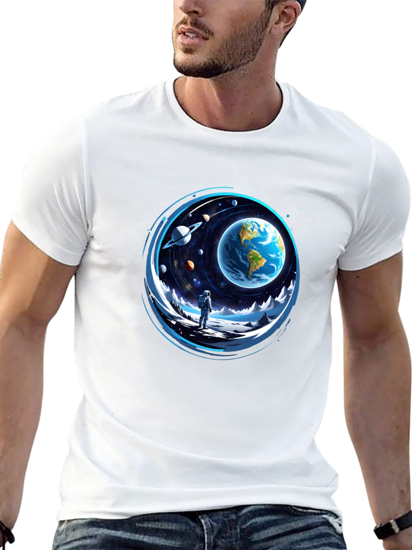 Astronaut & Earth Graphic Black Tee