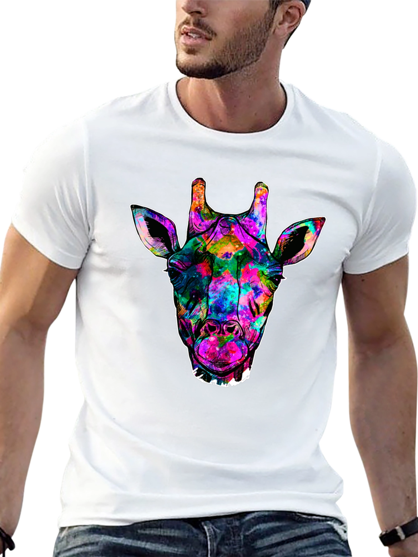 Galaxy Giraffe Black T-Shirt