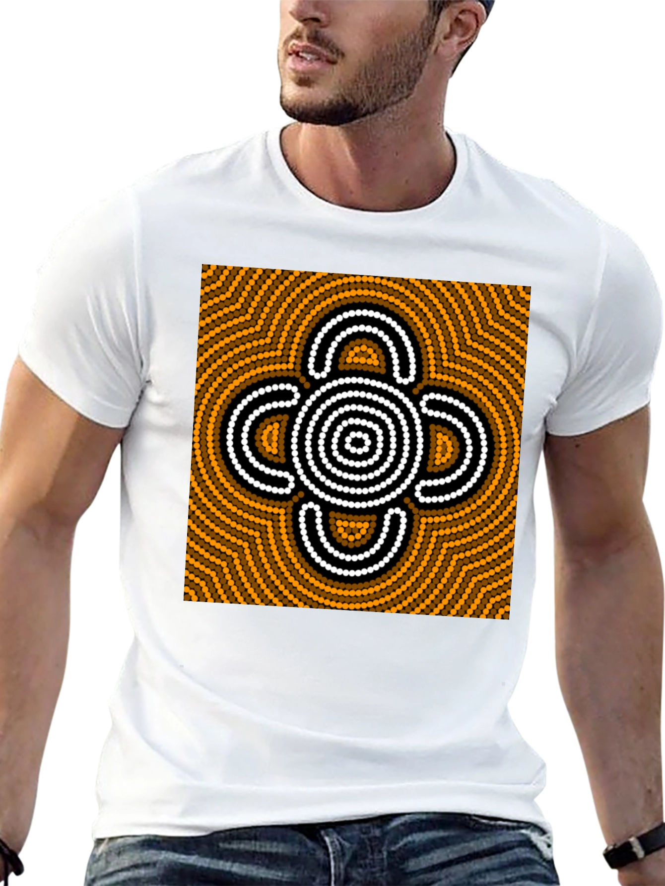 Abstract Graphic Print Black Cotton Tee