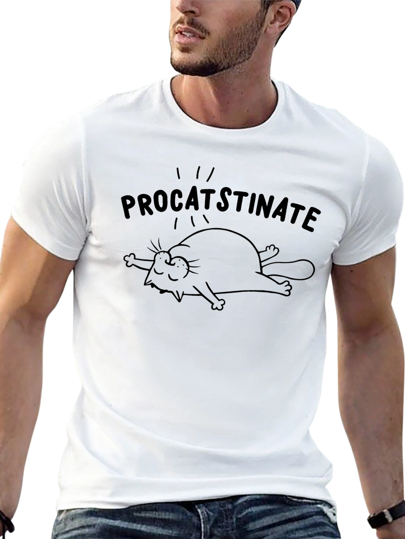 Procatstinate Lazy Cat T-Shirt - Funny Humor Tee