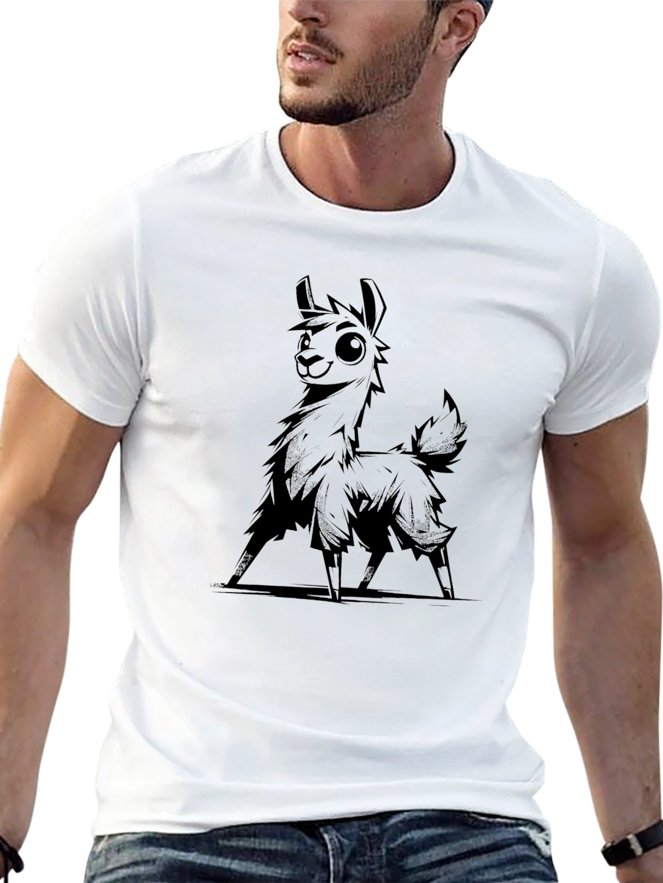 Cool Llama Graphic Black T-Shirt