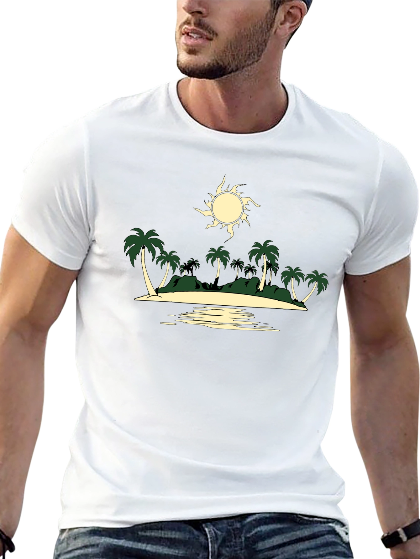 Tropical Island Graphic Tee - Black